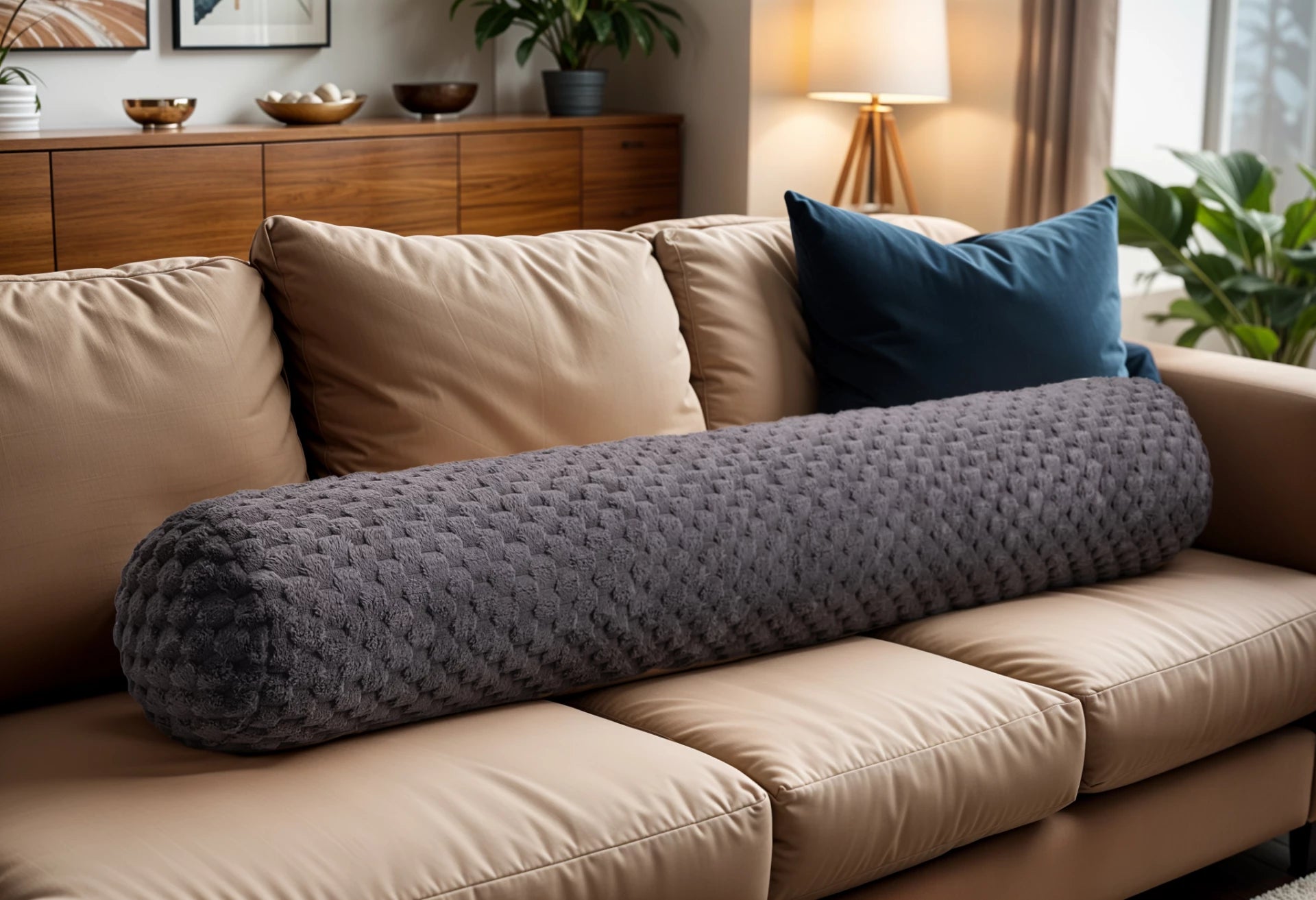 Bodypillow Antraciet - ergonomisch kussen - 140x20 cm
