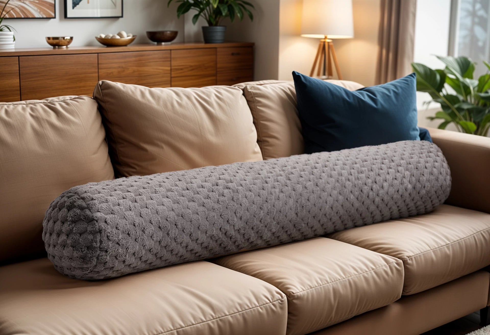 Bodypillow Taupe- ergonomisch kussen - 140 x 20 cm