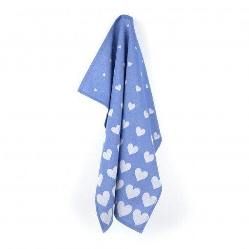 Theedoek Hartjes Royal blue