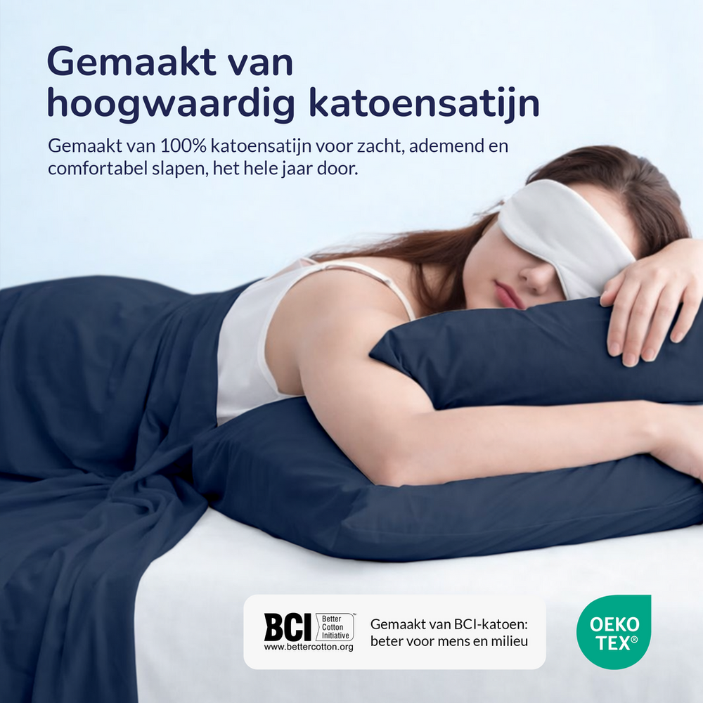 Decoware dekbedovertrek uni - donkerblauw - katoensatijn