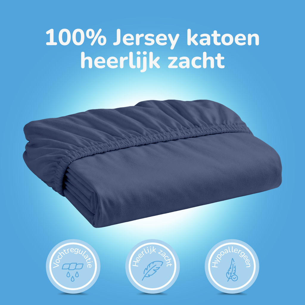Decoware hoeslaken - jersey - denim blauw