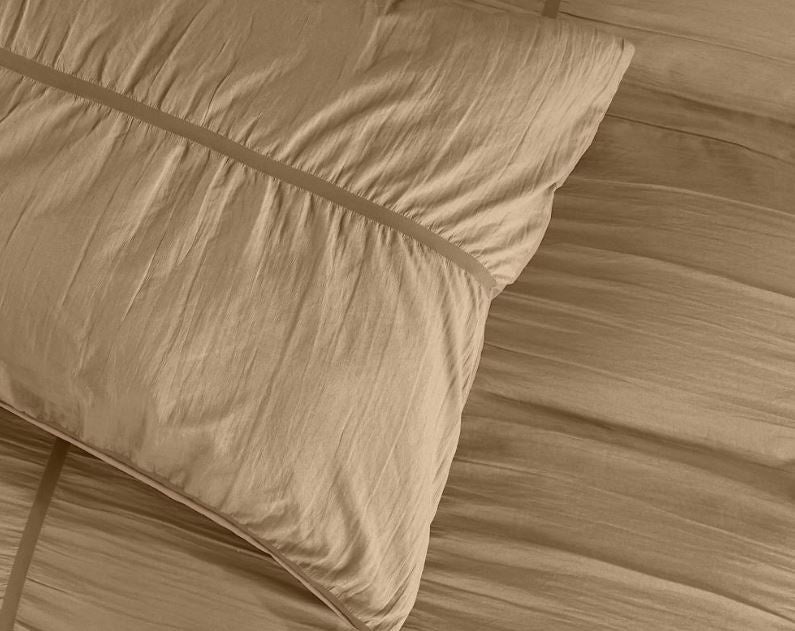 Dekbedovertrek Calais - taupe - microvezel - 1-persoons (140x220 + 60x70 cm)