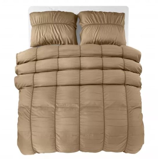 Dekbedovertrek Calais - taupe - microvezel - 1-persoons (140x220 + 60x70 cm)