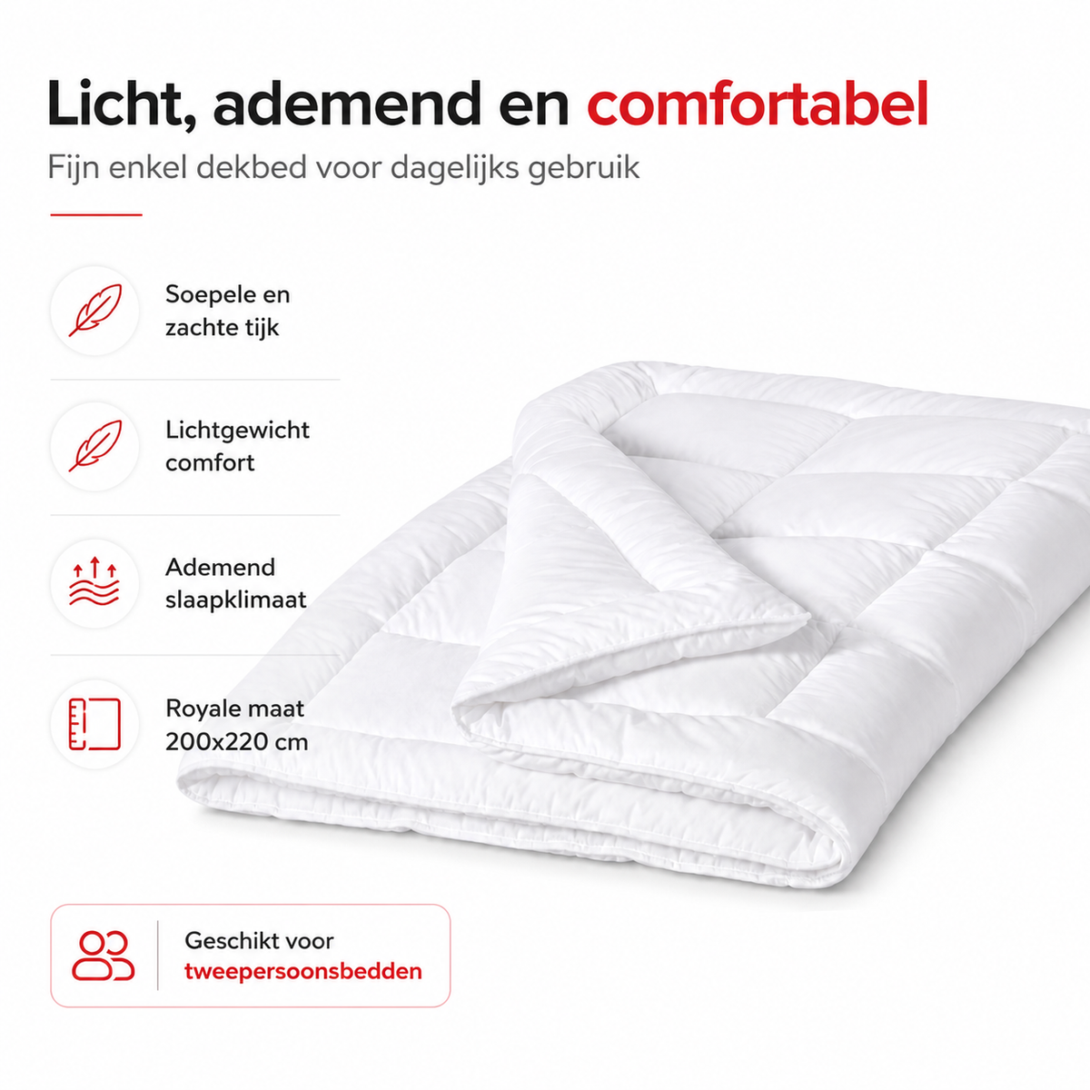 Enkel dekbed - Clinic - Wasbaar tot 95° C - 200x220 cm