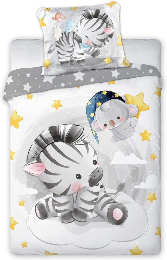 Ledikant dekbedovertrek Zebra - katoen - 100x135 cm + 40x60 cm