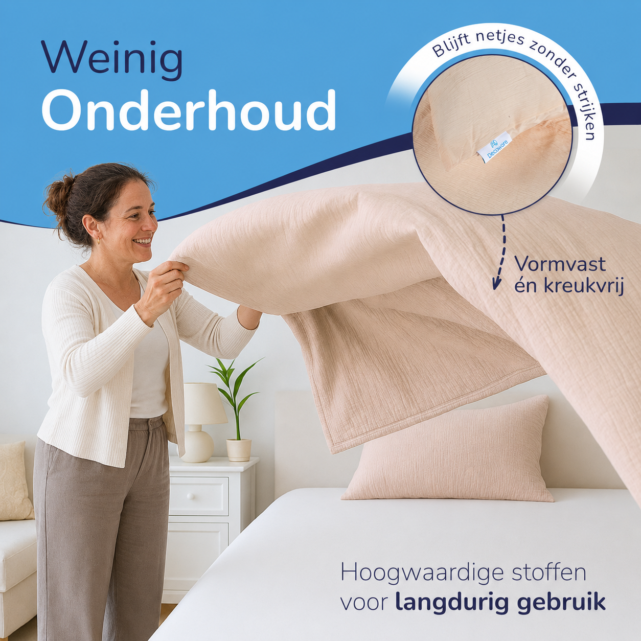 Decoware dekbed zonder overtrek incl. kussensloop - Mousseline - Roze