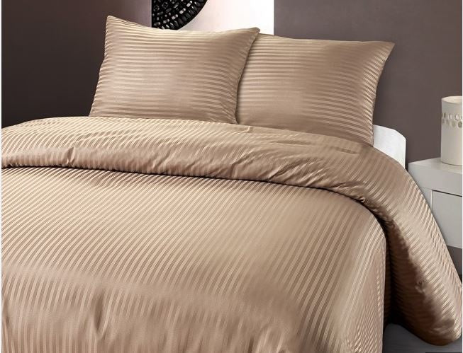 Dekbedovertrek Dallas - taupe - Microvezel - eenpersoons - 140x220 + 60x70cm