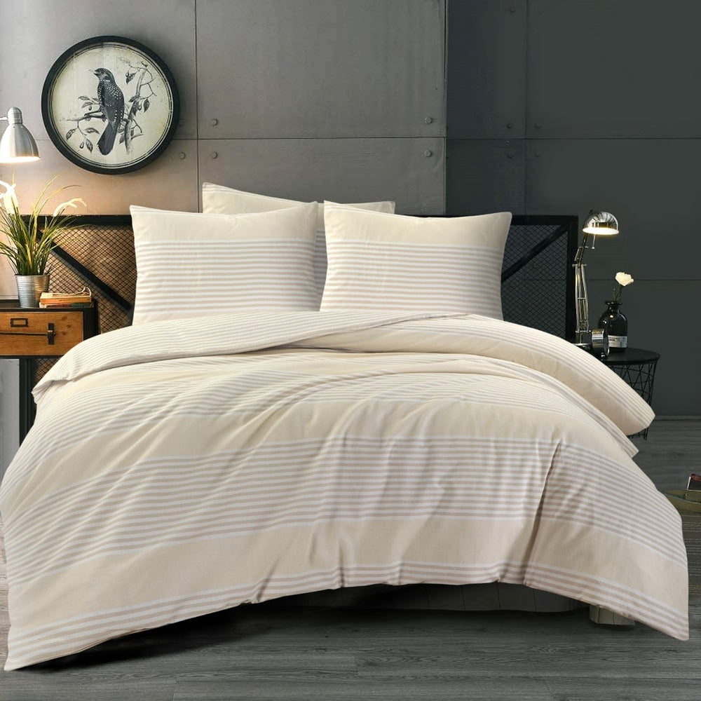 Day Dream flanel dekbedovertrek Davos - beige