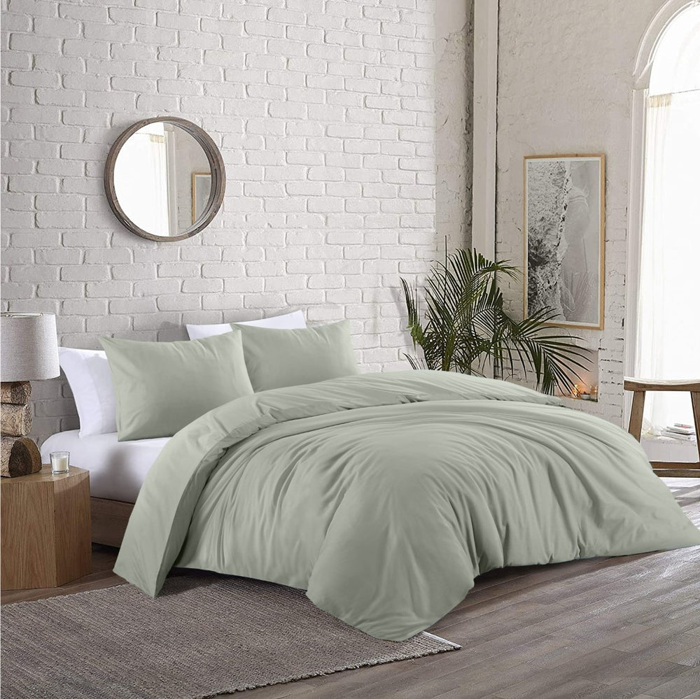 Day Dream dekbedovertrek effen - groen - katoen - lits-jumeaux