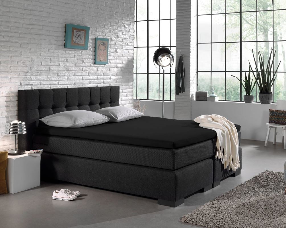Topper hoeslaken - jersey - zwart