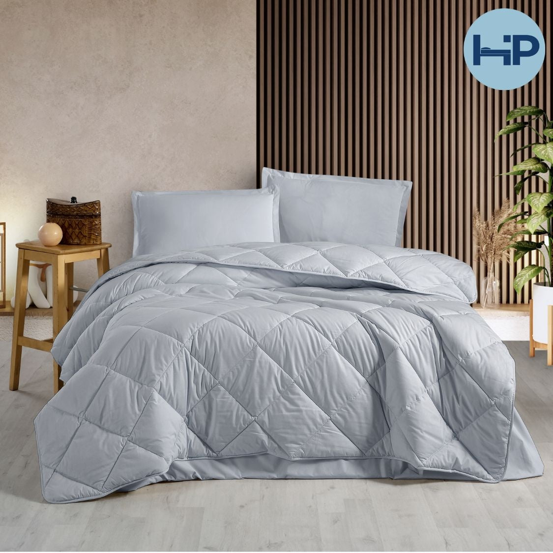 Decoware dekbed en overtrek in 1 inclusief kussensloop - microvezel - grijs - 200x200 + 2st. 60x70 cm