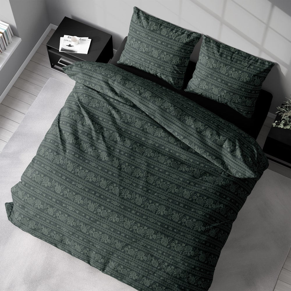 Katoen dekbedovertrek Bellamey - Groen - 1-persoons (140x220 + 60x70cm)