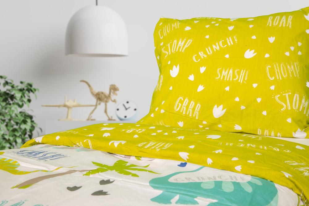Decoware dekbedovertrek Dino's Roarsome - katoen - 1-persoons (140x220 + 60x70 cm)