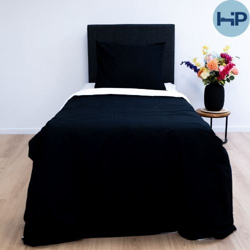 Decoware dekbedovertrek double face - zwart - wit - Katoen