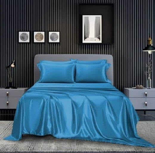 Glans satijn dekbedovertrek - petrol
