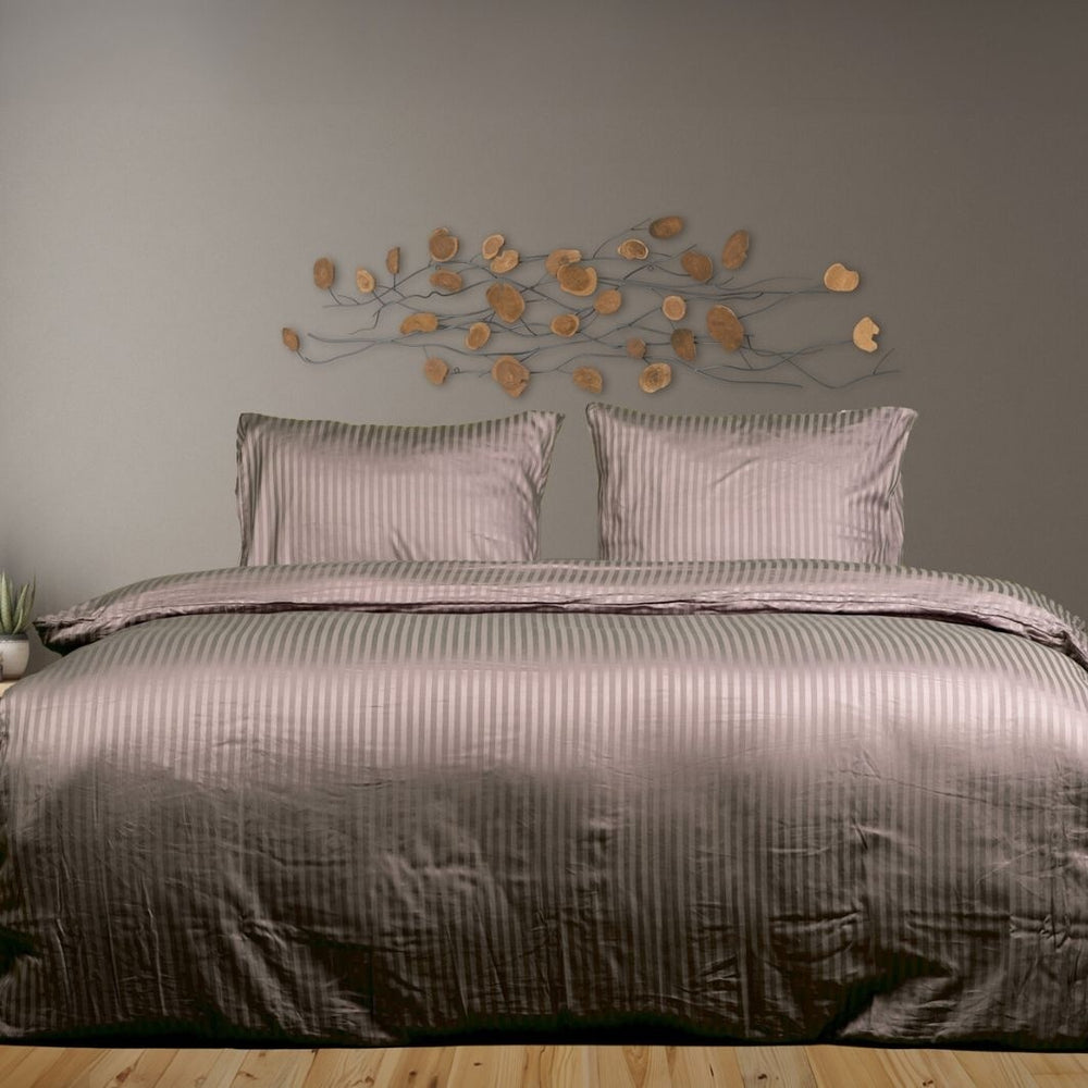 Hotelstreep dekbedovertrek - antraciet - katoensatijn - 1-persoons (140x220 + 60x70 cm)