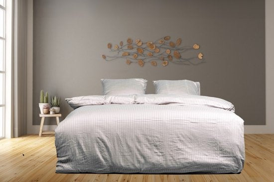 Hotelstreep dekbedovertrek - wit - katoensatijn