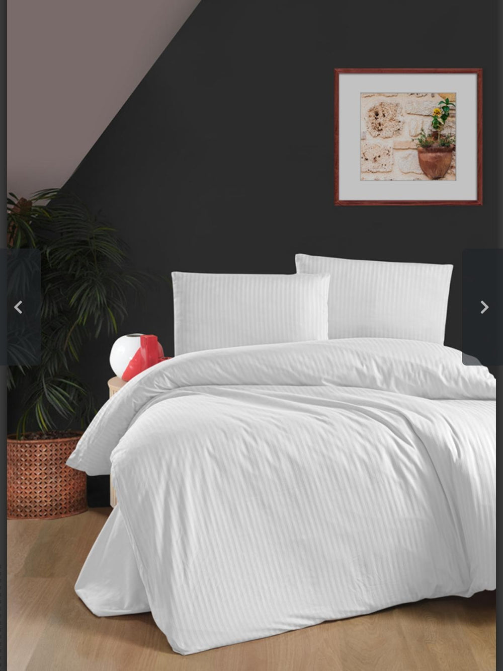 Hotelstreep dekbedovertrek - wit - katoensatijn