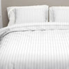 Hotelstreep dekbedovertrek - wit - katoensatijn