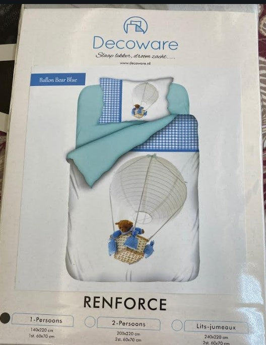 Decoware kinderdekbedovertrek Luchtballon beer blauw - Katoen