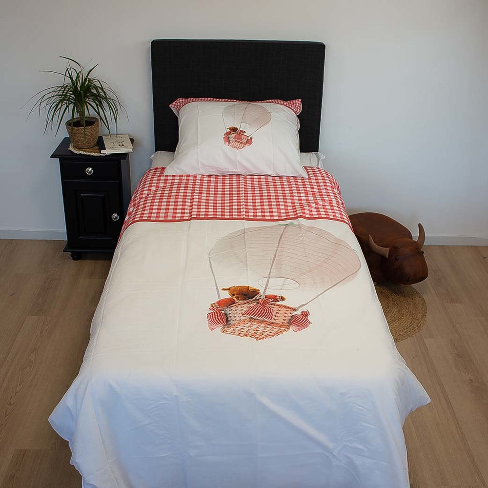 Decoware dekbedovertrek Luchtballon beer rood - katoen - eenpersoons