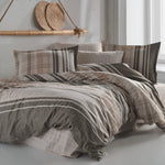 Decoware dekbedovertrek Modena strepen - taupe - Katoen - 2-persoons (200x220 + 2st. 60x70 cm)