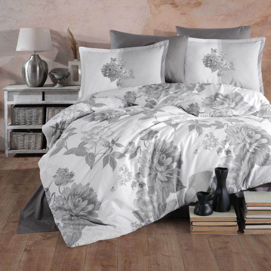 Decoware dekbedovertrek Rohan - grijs - Katoen - 2-persoons (200x220 + 2st 60x70 cm)