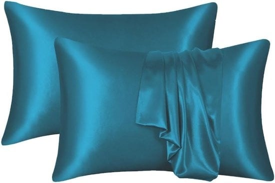 Glans satijnen kussenslopen (2st) - 60x70 cm - petrol