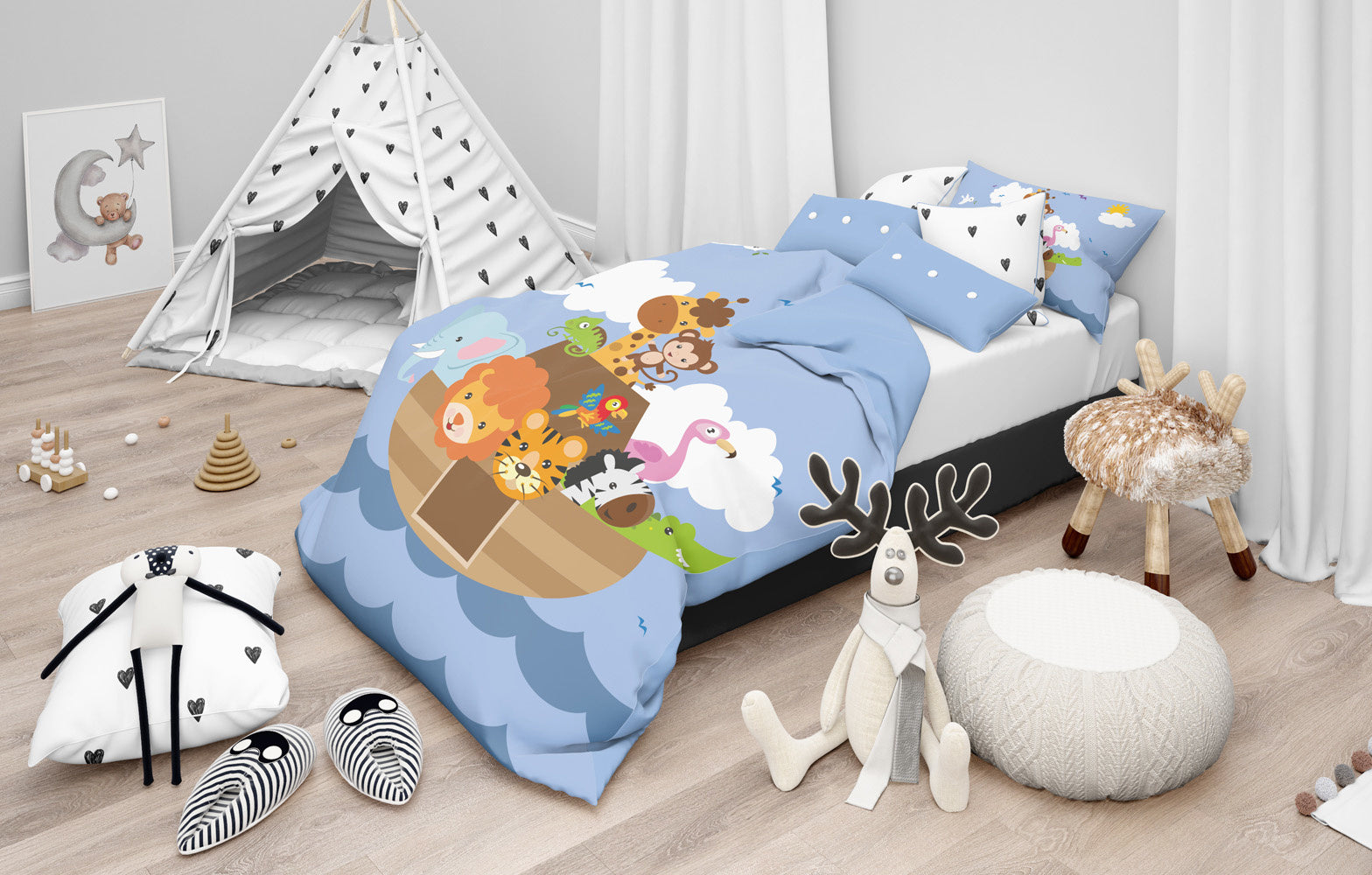 Peuter dekbedovertrek Noah's ark - katoen - 120x150 + 40x60 cm