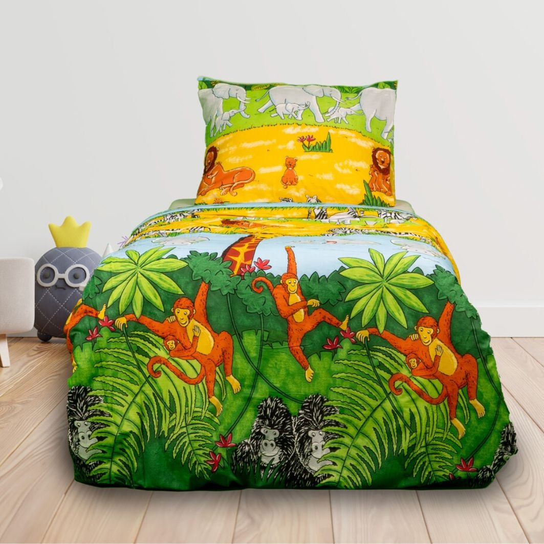 Decoware kinderdekbedovertrek Jungle - katoen - 1-persoons (140x220 + 60x70 cm)