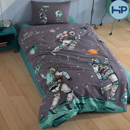 Kinderdekbedovertrek Space - Katoen - 1-persoons (140x220  + 60x70 cm)