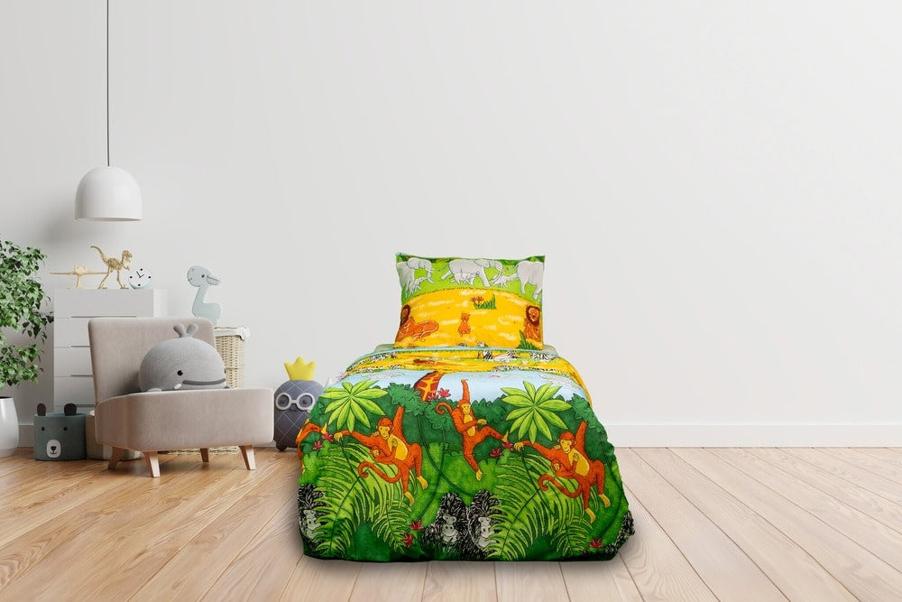 Ledikant dekbedovertrek Cheeky Monkey - katoen - 100x140 + 40x60 cm