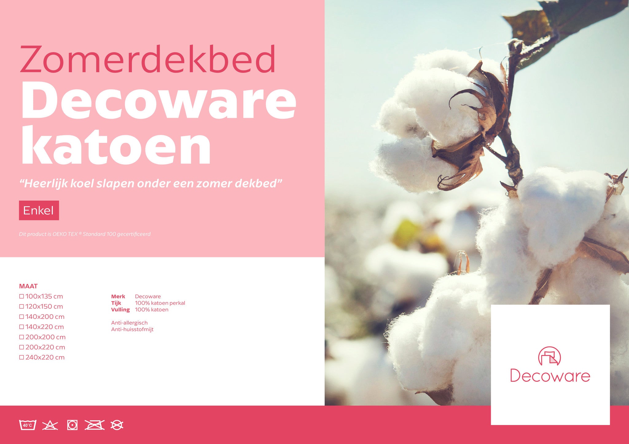Decoware dekbed katoen 120x150 cm
