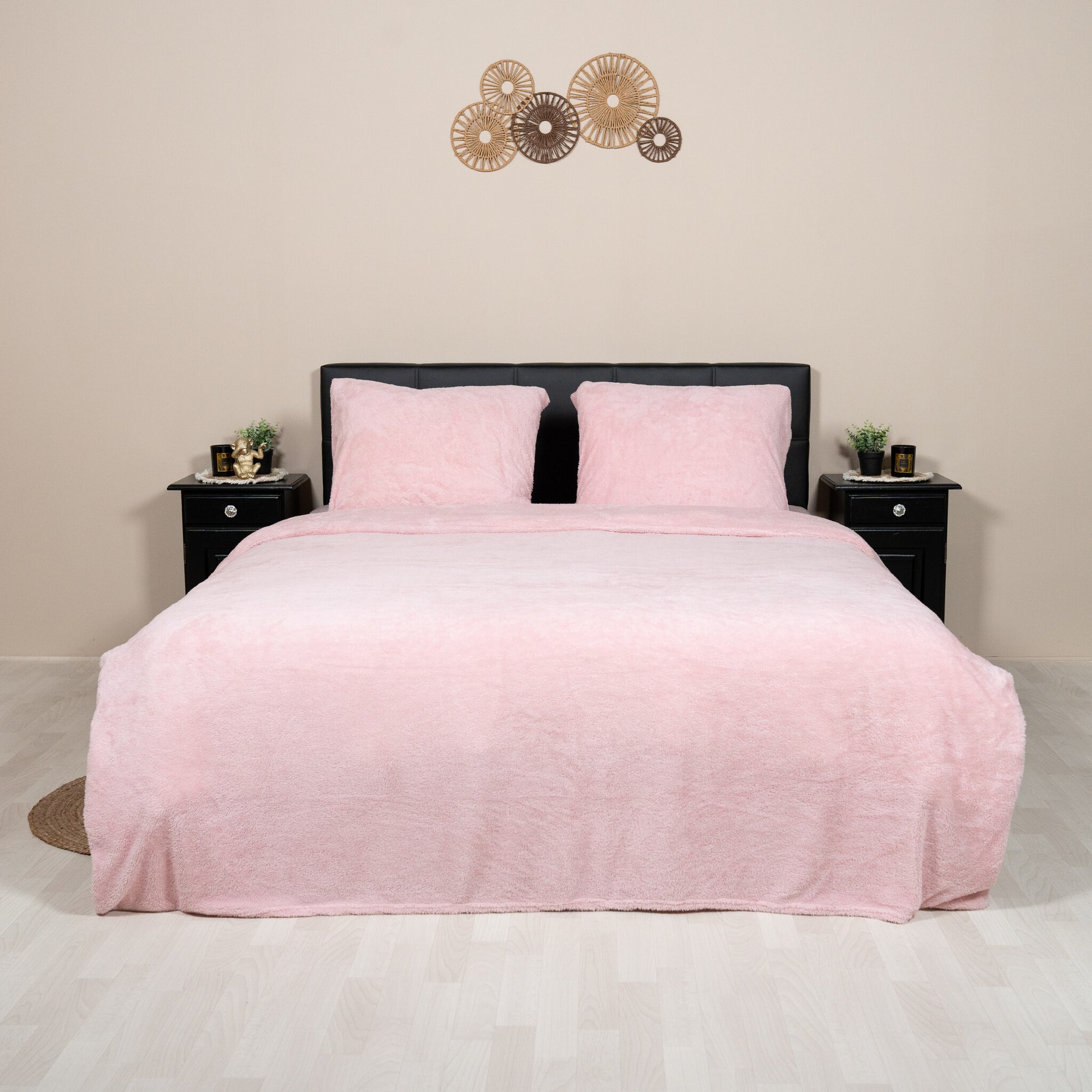 Teddy fleece dekbedovertrek - licht roze - 2 kanten teddy