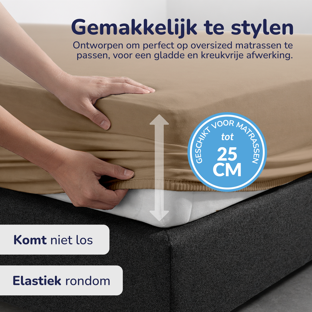 Decoware hoeslaken - jersey - zand
