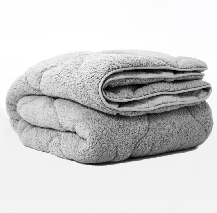 All in one lazy dekbed teddy -  Dekbed en overtrek in 1 - Grijs