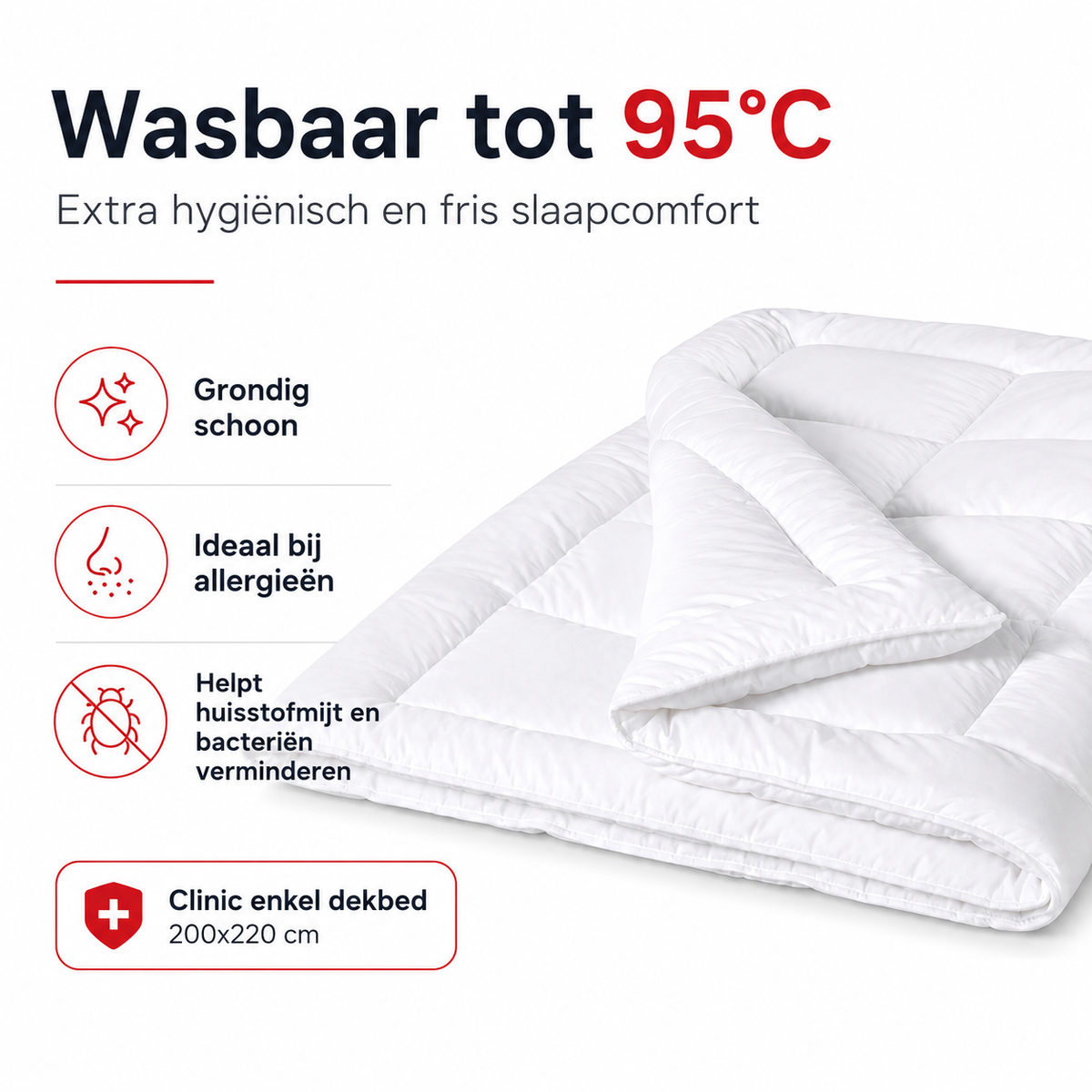 Enkel dekbed - Clinic - Wasbaar tot 95° C - 200x220 cm