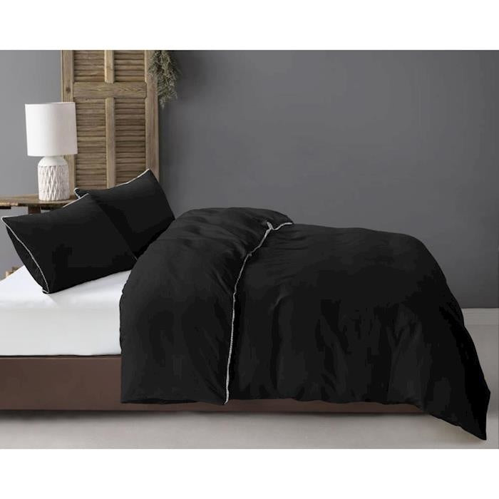 ZENsation dekbedovertrek Ball Fringe - zwart - Microvezel - 1-persoons (140x220 + 60x70 cm)