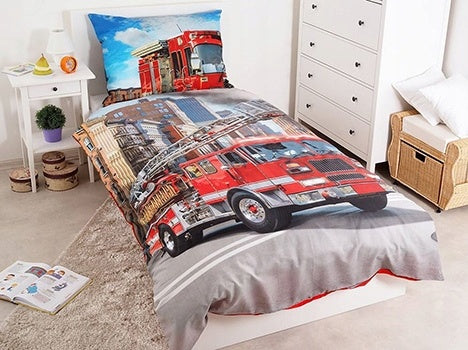 Dekbedovertrek Brandweerauto - katoen - 1-persoons (140x200 + 70x90 cm)
