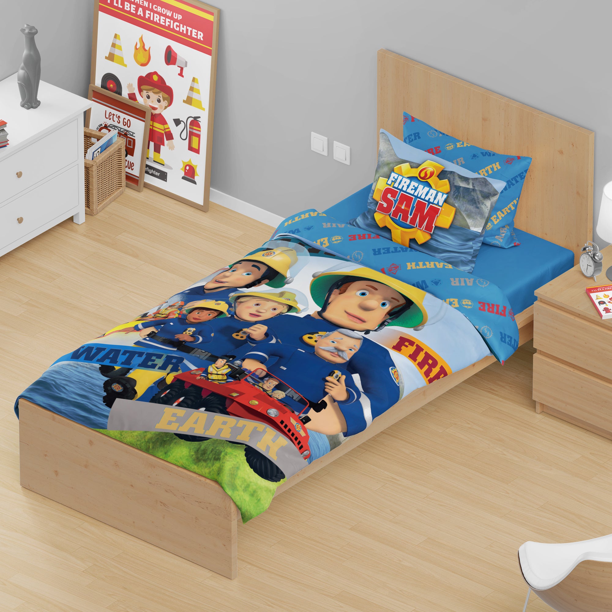 Brandweerman Sam dekbedovertrek Elementen - Katoen - 1-persoons (140x200 + 70x90 cm)