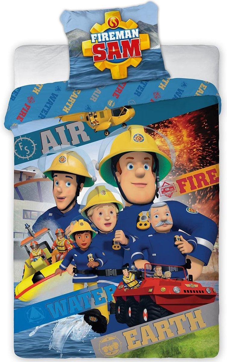 Brandweerman Sam dekbedovertrek Elementen - Katoen - 1-persoons (140x200 + 70x90 cm)