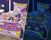 Glow in the dark dekbedovertrek Game roze - katoen - 1-persoons (140x200 + 70x80 cm)