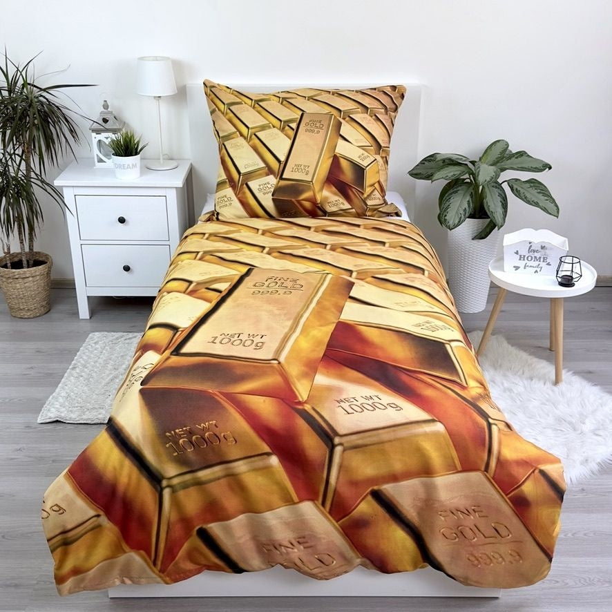 Dekbedovertrek goudstaven - Microvezel - 1-persoons (140x200 + 70x90 cm)