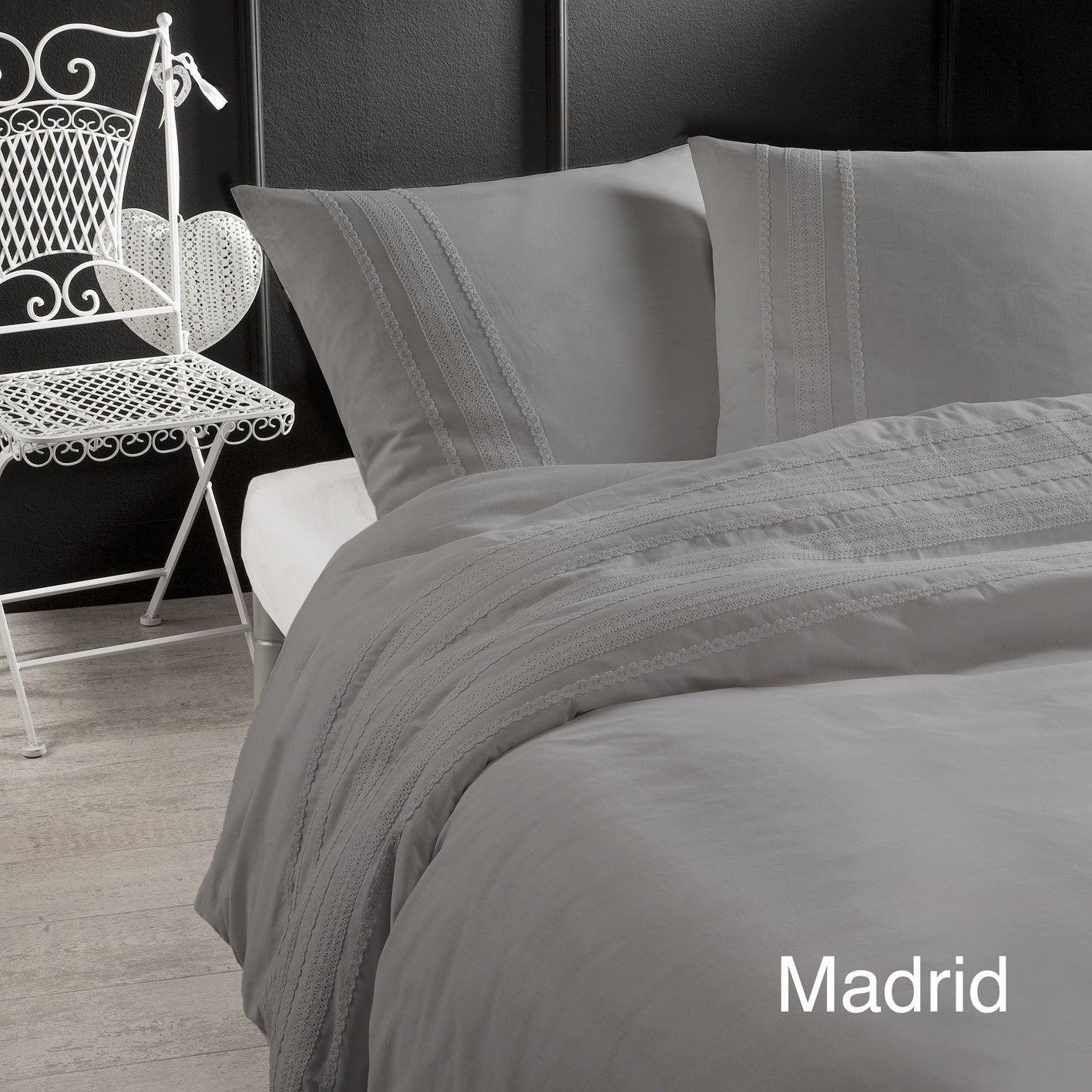 Katoen percal dekbedovertrek Madrid grijs