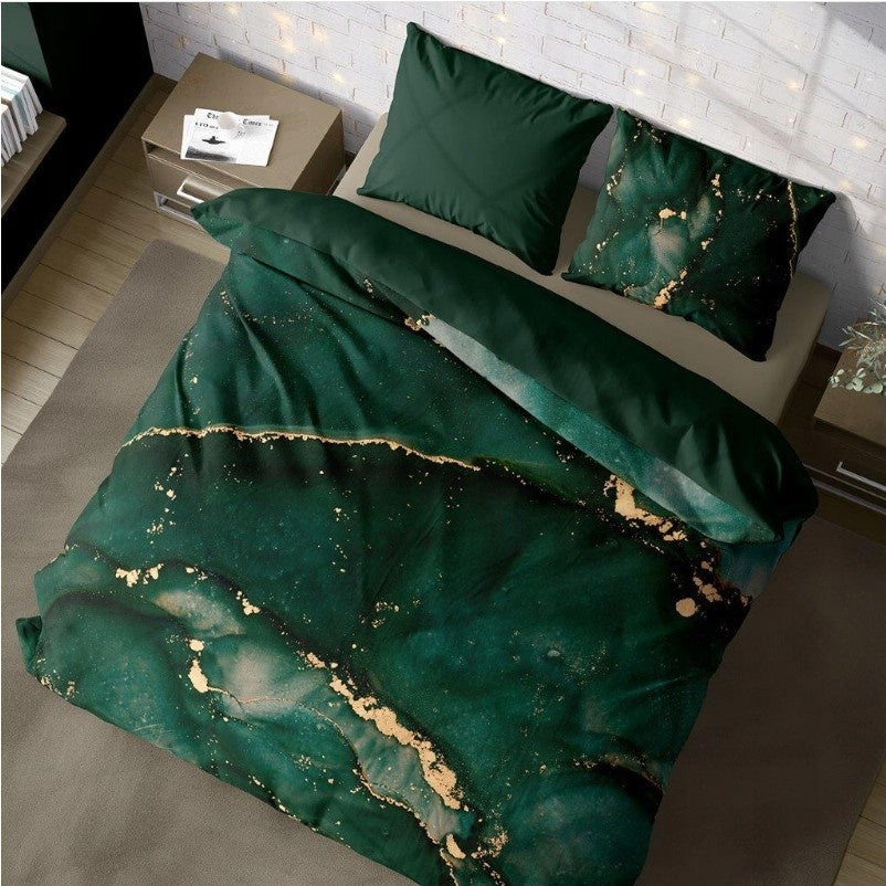 Dekbedovertrek Marmer Groen - Katoen - 1-persoons (140x200 + 70x90 cm)