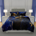 Dekbedovertrek Marmer Zwart Blauw - katoen - 1-persoons (140x200 + 70x90 cm)
