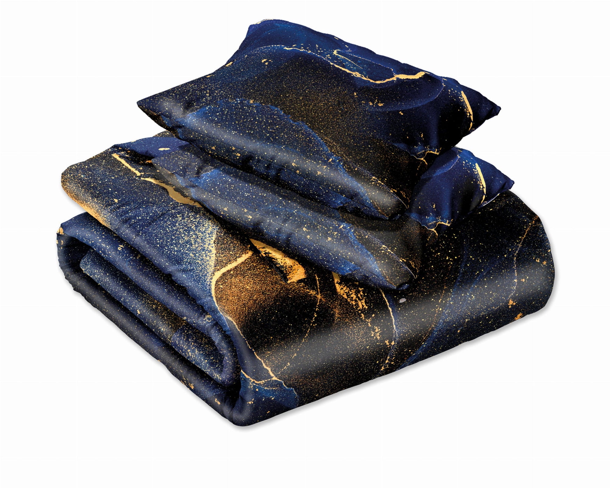 Dekbedovertrek Marmer Zwart Blauw - katoen - 1-persoons (140x200 + 70x90 cm)