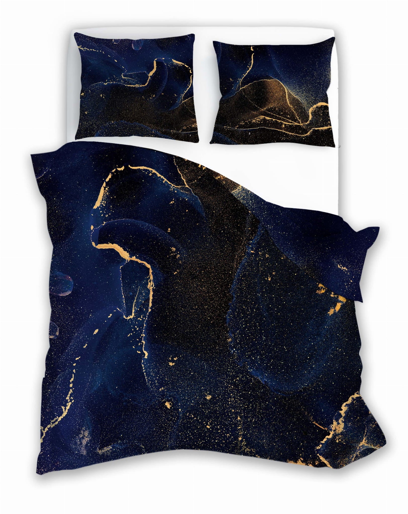 Dekbedovertrek Marmer Zwart Blauw - katoen - 1-persoons (140x200 + 70x90 cm)