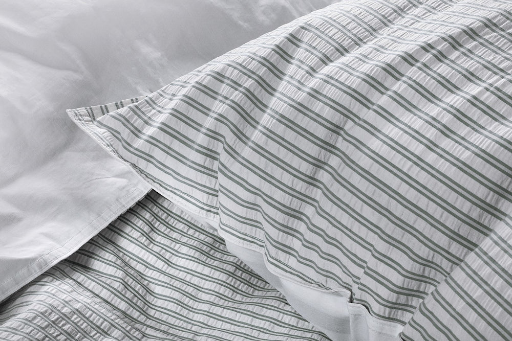 Papillon dekbedovertrek Marseille groen - Katoen percal - Lits-jumeaux (240x220 + 2st 60x70cm)