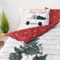 Kerst dekbedovertrek Mistletoe Kisses - 135x200 + 50x75 cm